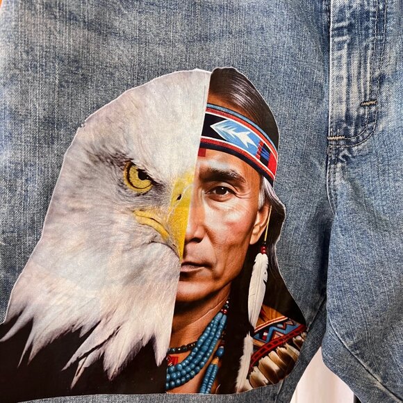 Reworked American Indian/Eagle Wranglere Protest Shorts - Picture 2 of 6